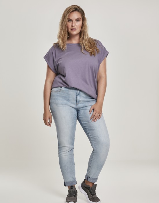 Дамска тениска в лилав цвят Urban Classics Ladies Extended Shoulder Tee dustypurple
