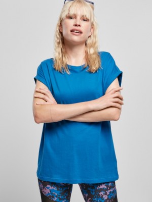 Дамска тениска в ярко син цвят Urban Classics Ladies Extended Shoulder Tee sporty blue 