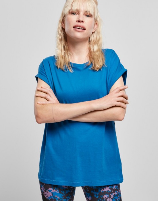 Дамска тениска в ярко син цвят Urban Classics Ladies Extended Shoulder Tee sporty blue 