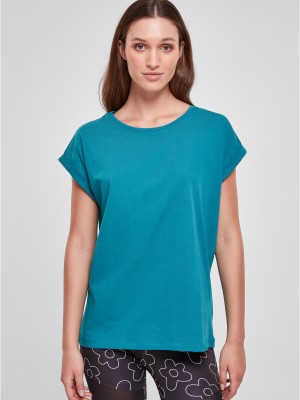 Дамска тениска в цвят тюркоаз Urban Classics Ladies Shoulder Tee