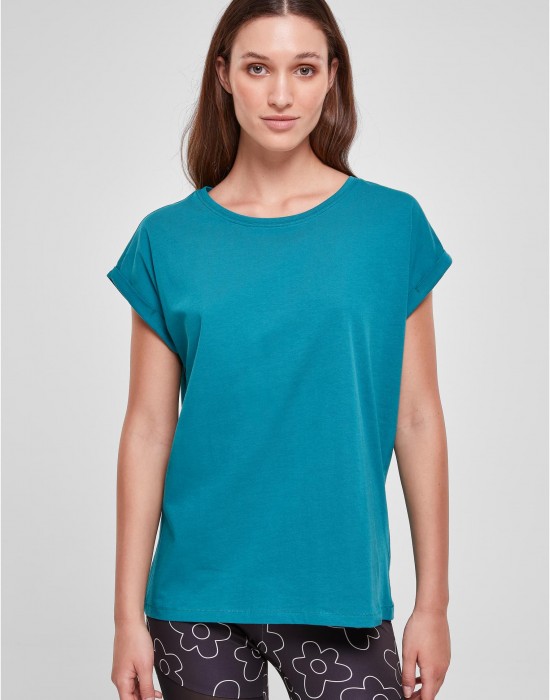 Дамска тениска в цвят тюркоаз Urban Classics Ladies Shoulder Tee