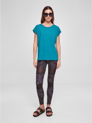 Дамска тениска в цвят тюркоаз Urban Classics Ladies Shoulder Tee