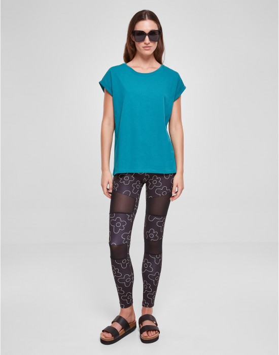 Дамска тениска в цвят тюркоаз Urban Classics Ladies Shoulder Tee