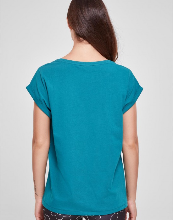 Дамска тениска в цвят тюркоаз Urban Classics Ladies Shoulder Tee