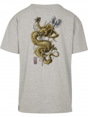 Мъжка тениска в сив цвят Wu Wear Dragon