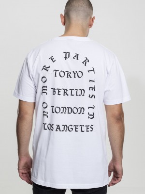 Бяла мъжка тениска Mister Tee LA
