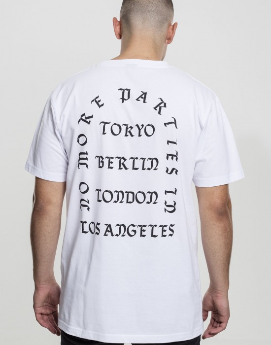 Бяла мъжка тениска Mister Tee LA