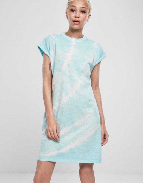 Дамска рокля в светлосин цвят Urban Classics Ladies Tie Dye Dress aquablue 