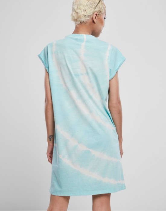 Дамска рокля в светлосин цвят Urban Classics Ladies Tie Dye Dress aquablue 