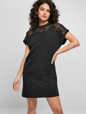 Дамска рокля в черен цвят Urban Classics Lace Tee 