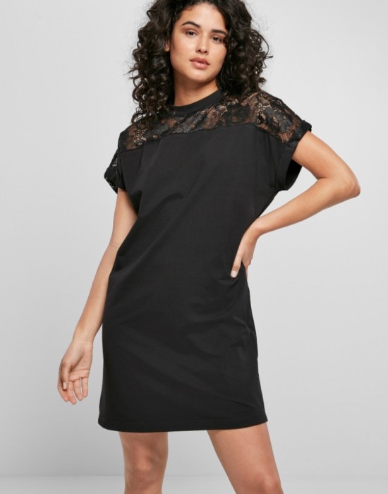 Дамска рокля в черен цвят Urban Classics Lace Tee 