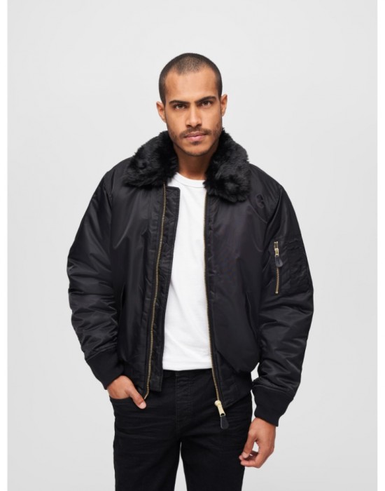 Авиаторско мъжко яке в черен цвят Brandit MA2 Jacket Fur Collar 