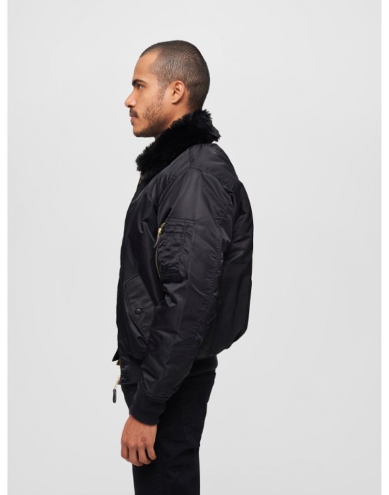 Авиаторско мъжко яке в черен цвят Brandit MA2 Jacket Fur Collar 