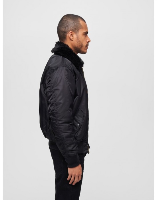 Авиаторско мъжко яке в черен цвят Brandit MA2 Jacket Fur Collar 