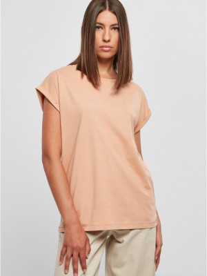 Дамска тениска в цвят праскова Urban Classics Ladies Shoulder Tee
