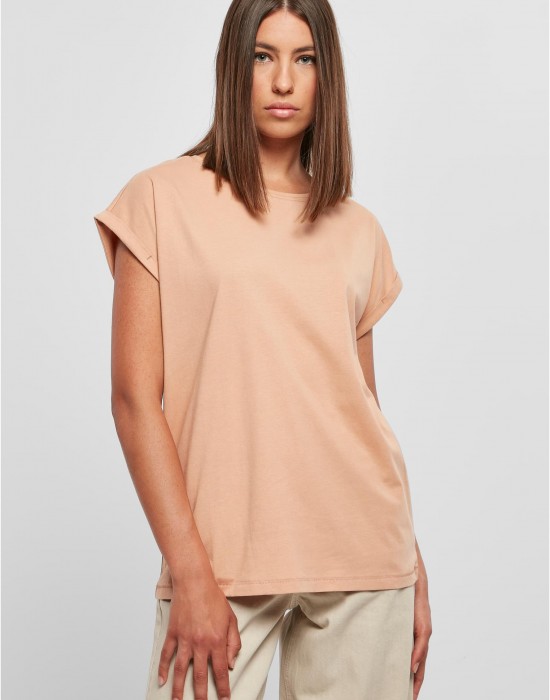 Дамска тениска в цвят праскова Urban Classics Ladies Shoulder Tee