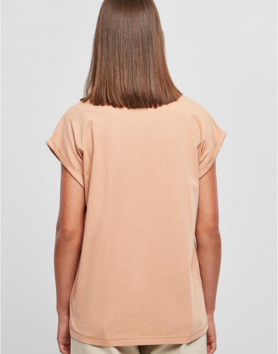 Дамска тениска в цвят праскова Urban Classics Ladies Shoulder Tee