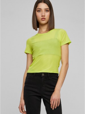 Дамска мрежеста тениска в жълто-зелен цвят Urban Classics