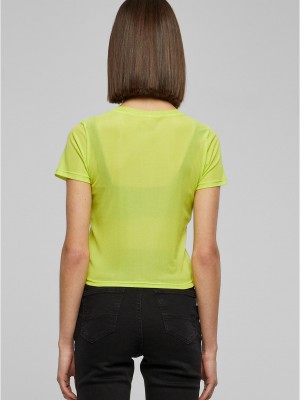 Дамска мрежеста тениска в жълто-зелен цвят Urban Classics