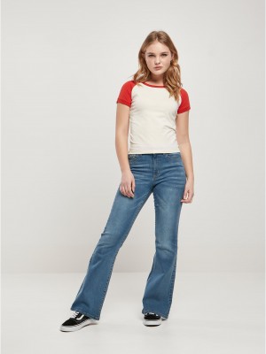 Дамска тениска в цвят екрю с цветни ръкави Urban Classics whitesand/hugered