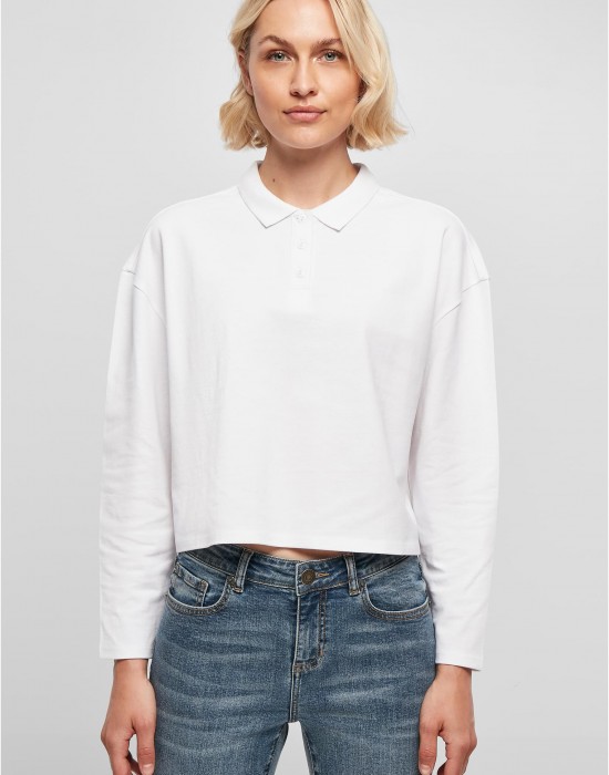 Дамска къса блуза с яка в бял цвят Urban Classics Ladies 