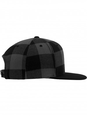 Шапка с козирка в черно и сиво Checked Flanell Snapback 