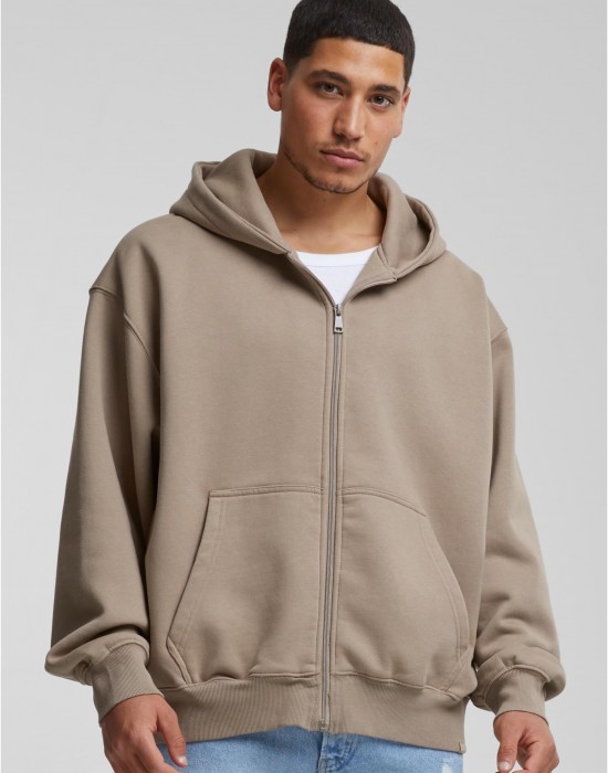 Суичър DEF Zip Hoody brown washed01 XXL