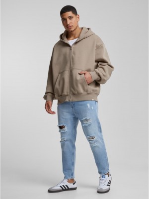 Суичър DEF Zip Hoody brown washed01 XXL