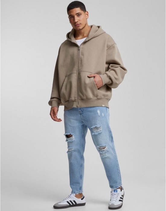 Суичър DEF Zip Hoody brown washed01 XXL