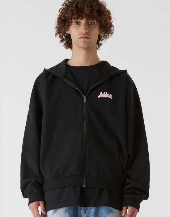 Суичър Lost Youth Zip Hoody - Flower Waves black XXL