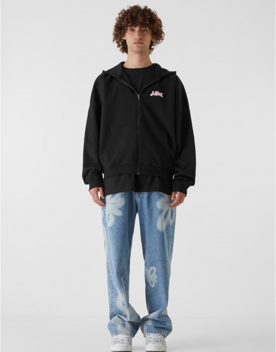 Суичър Lost Youth Zip Hoody - Flower Waves black XXL