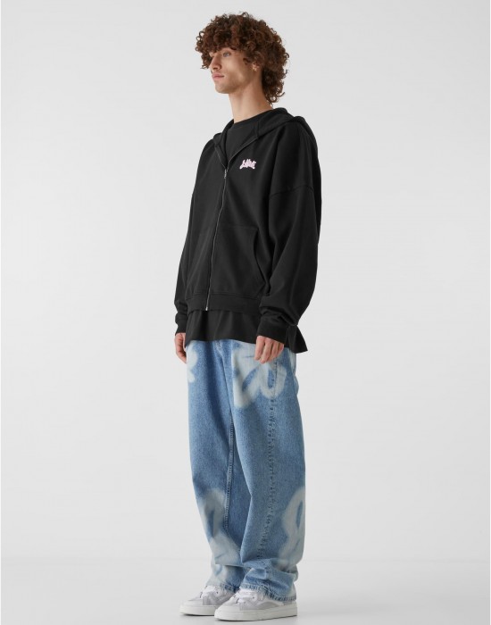 Суичър Lost Youth Zip Hoody - Flower Waves black XXL