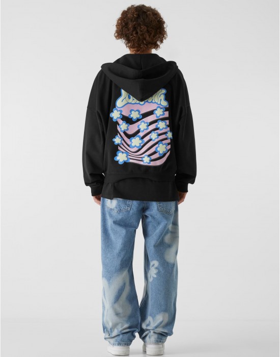 Суичър Lost Youth Zip Hoody - Flower Waves black XXL