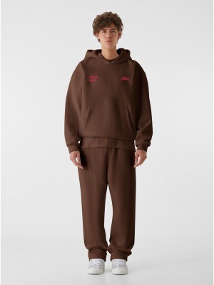 Суичър LOST YOUTH OVERSIZED HOODIE - WILD AT HEART chocolatebrown XXL