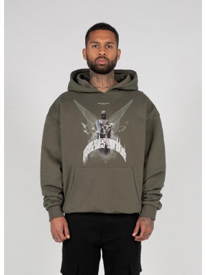 Суичър HIGHER THAN HEAVEN V.1  with Ultra Heavy Hoody olive XXL