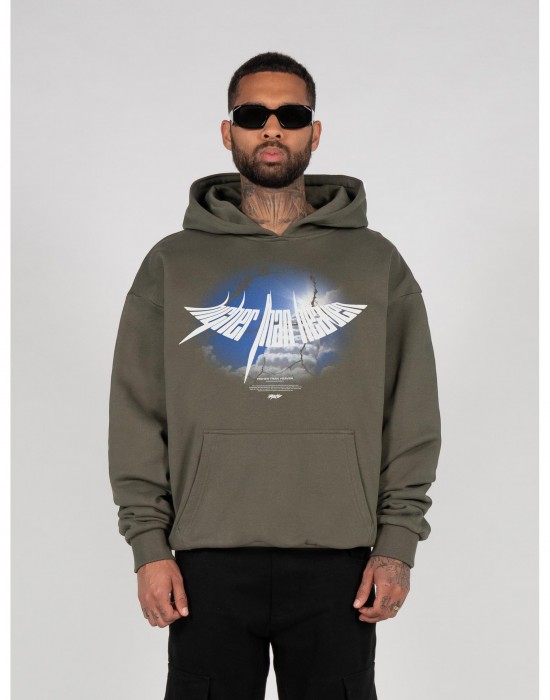 Суичър HIGHER THAN HEAVEN V.4 Ultra Heavy Hoody olive XXL
