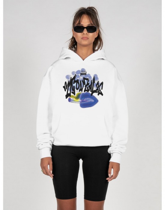 Ladies Kiss x Heavy Oversized Hoody white XXL