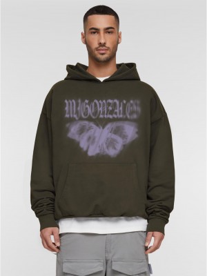 Суичър MJG Heavy Oversized Hoody -  BUTTERFLY ILLUSION olive XXL
