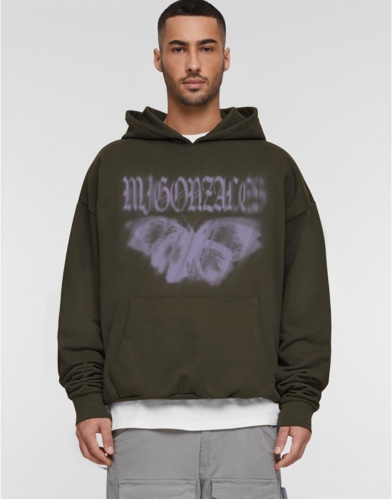 Суичър MJG Heavy Oversized Hoody -  BUTTERFLY ILLUSION olive XXL