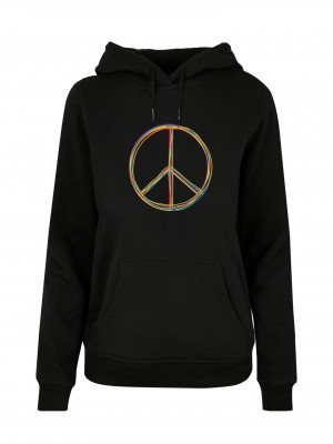 Peace_Multicolor with Ladies Basic Hoody black XL