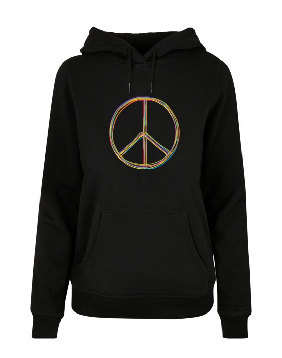 Peace_Multicolor with Ladies Basic Hoody black XL