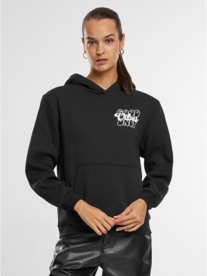 Good Vibes Puff Print Ladies Fluffy Hoody black XXL