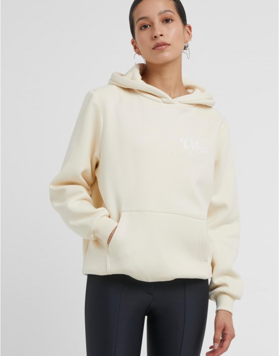 Good Vibes Puff Print Ladies Fluffy Hoody whitesand XXL