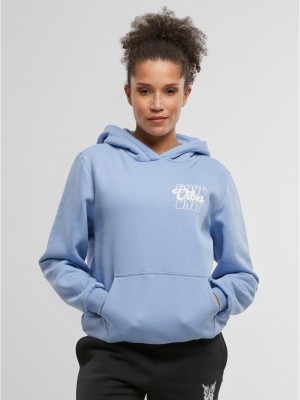 Good Vibes Puff Print Ladies Fluffy Hoody powderblue XXL