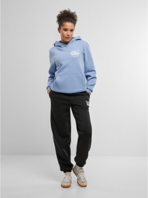 Good Vibes Puff Print Ladies Fluffy Hoody powderblue XXL