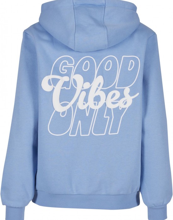 Good Vibes Puff Print Ladies Fluffy Hoody powderblue XXL