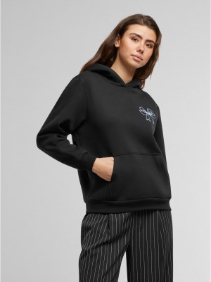 Good Vibes Bow Ladies Fluffy Hoody black XXL