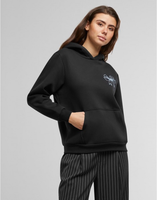 Good Vibes Bow Ladies Fluffy Hoody black XXL