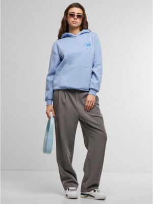 Good Vibes Bow Ladies Fluffy Hoody powderblue XXL