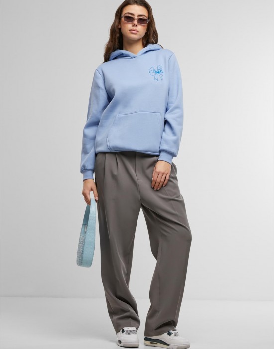 Good Vibes Bow Ladies Fluffy Hoody powderblue XXL